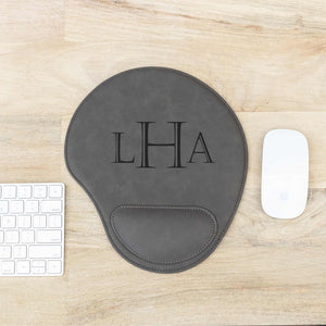 Monogrammed Vegan Leather Mouse Pad