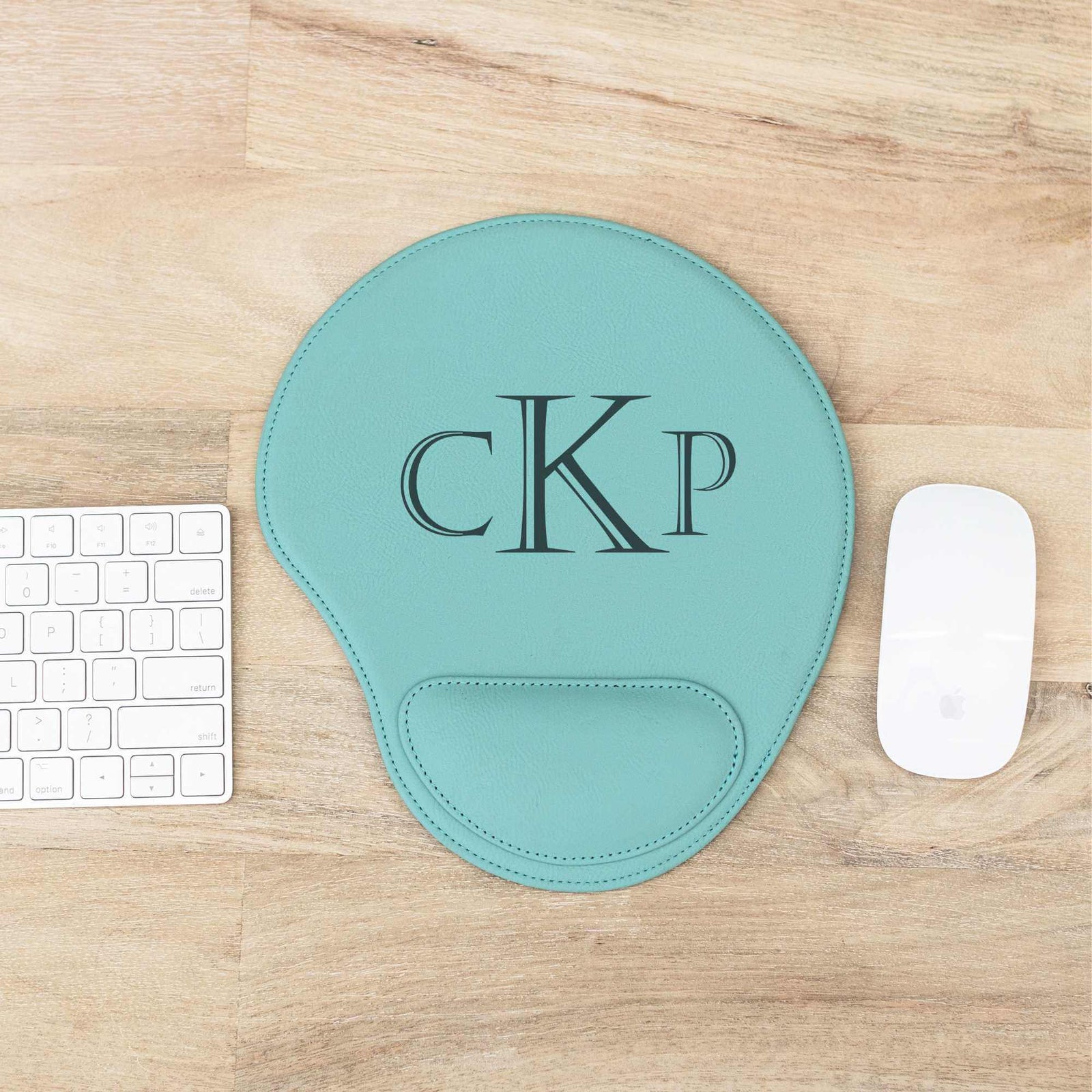 Monogrammed Vegan Leather Mouse Pad