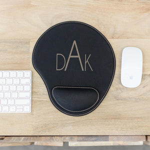 Monogrammed Vegan Leather Mouse Pad
