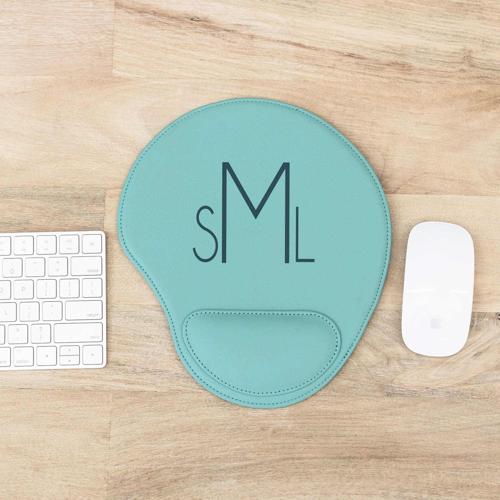 Monogrammed Vegan Leather Mouse Pad