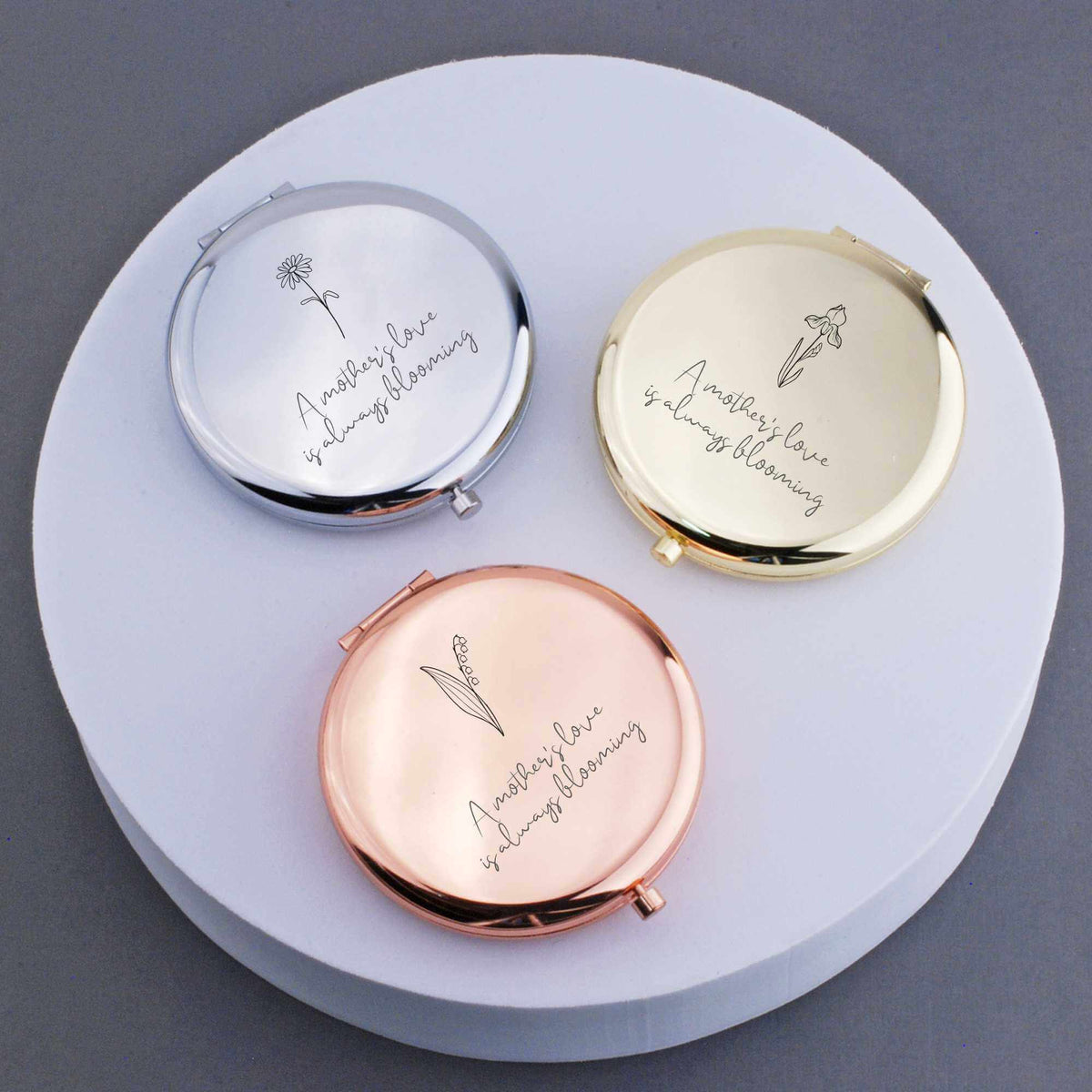 Custom Blooming Birth Flower Pocket Mirror - Mother's Day Gift