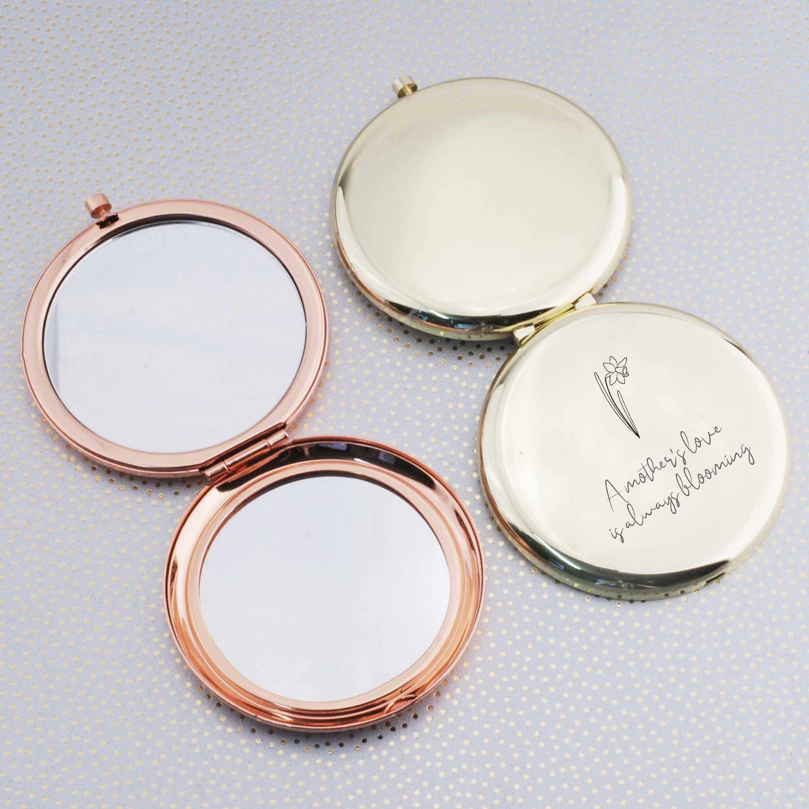 Custom Blooming Birth Flower Pocket Mirror - Mother's Day Gift