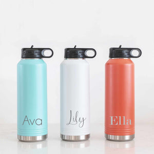 40 oz Insulated Steel Water Bottle with Name