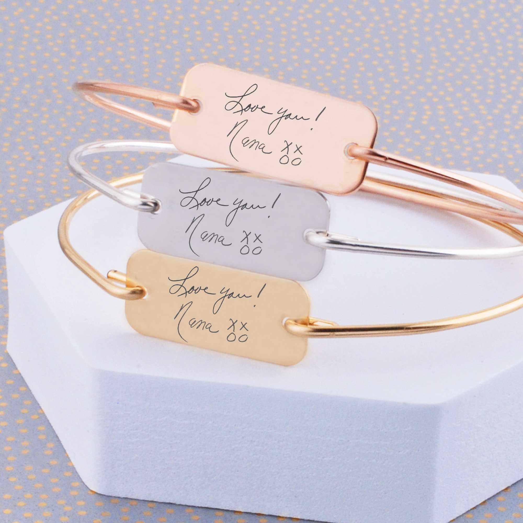 Handwriting on sale engraved bracelet