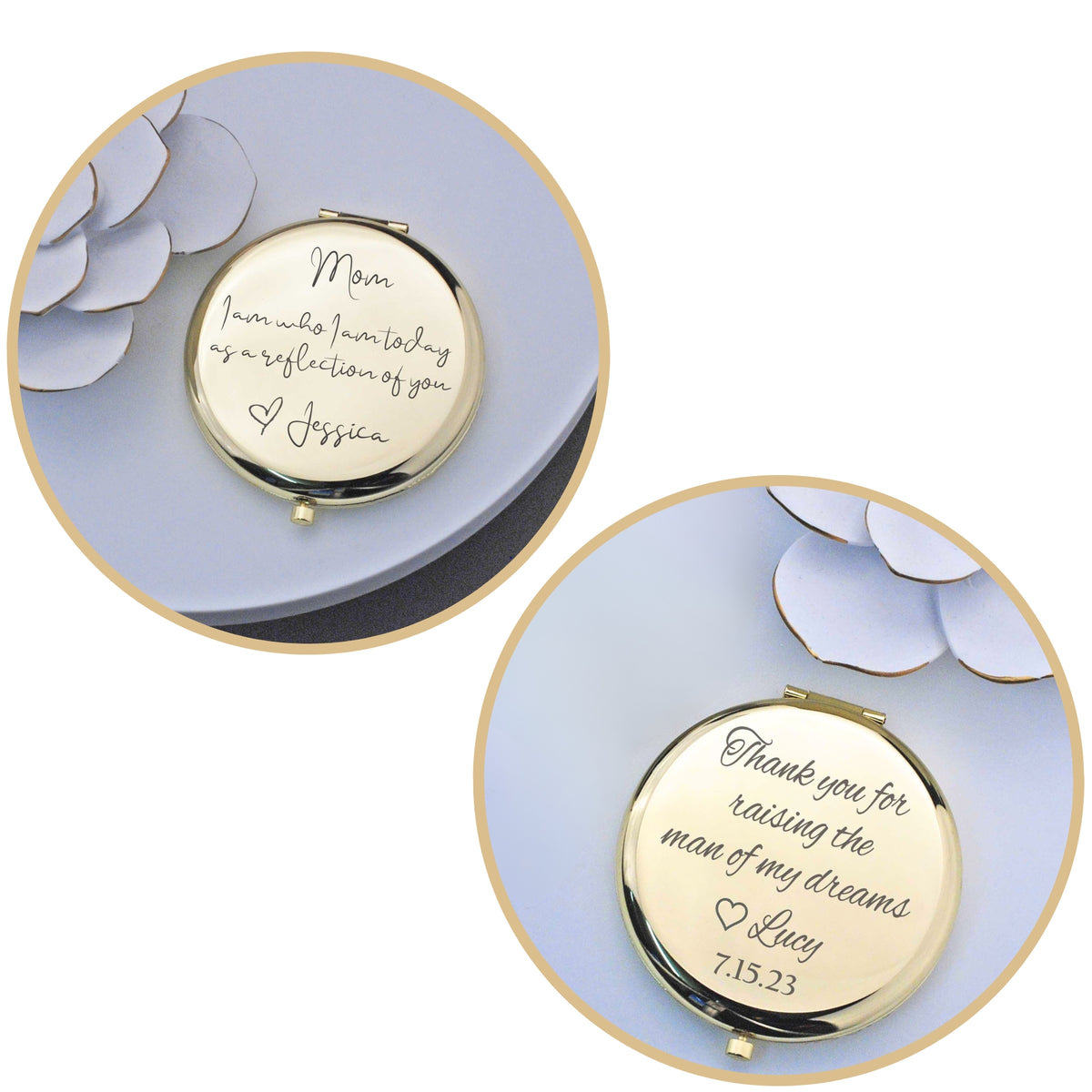 Compact Mirror Set for Mother of the Bride, Mother of the Groom
