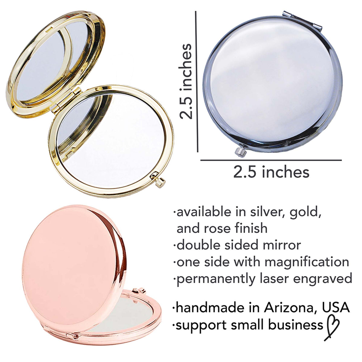 Compact Mirror Engraved with Your Own Handwriting