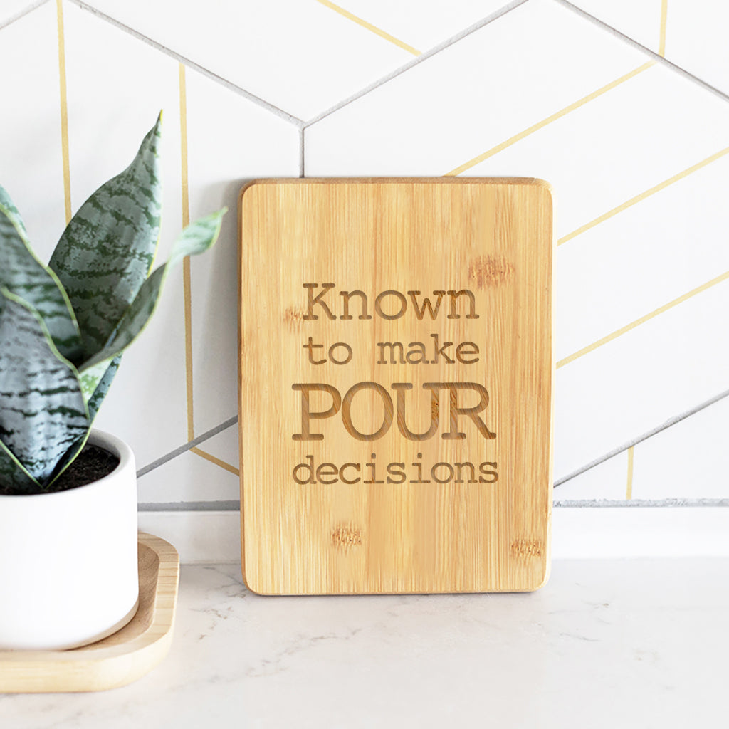 Pour Decisions - Bamboo Bar Board - 6 x 8 inches