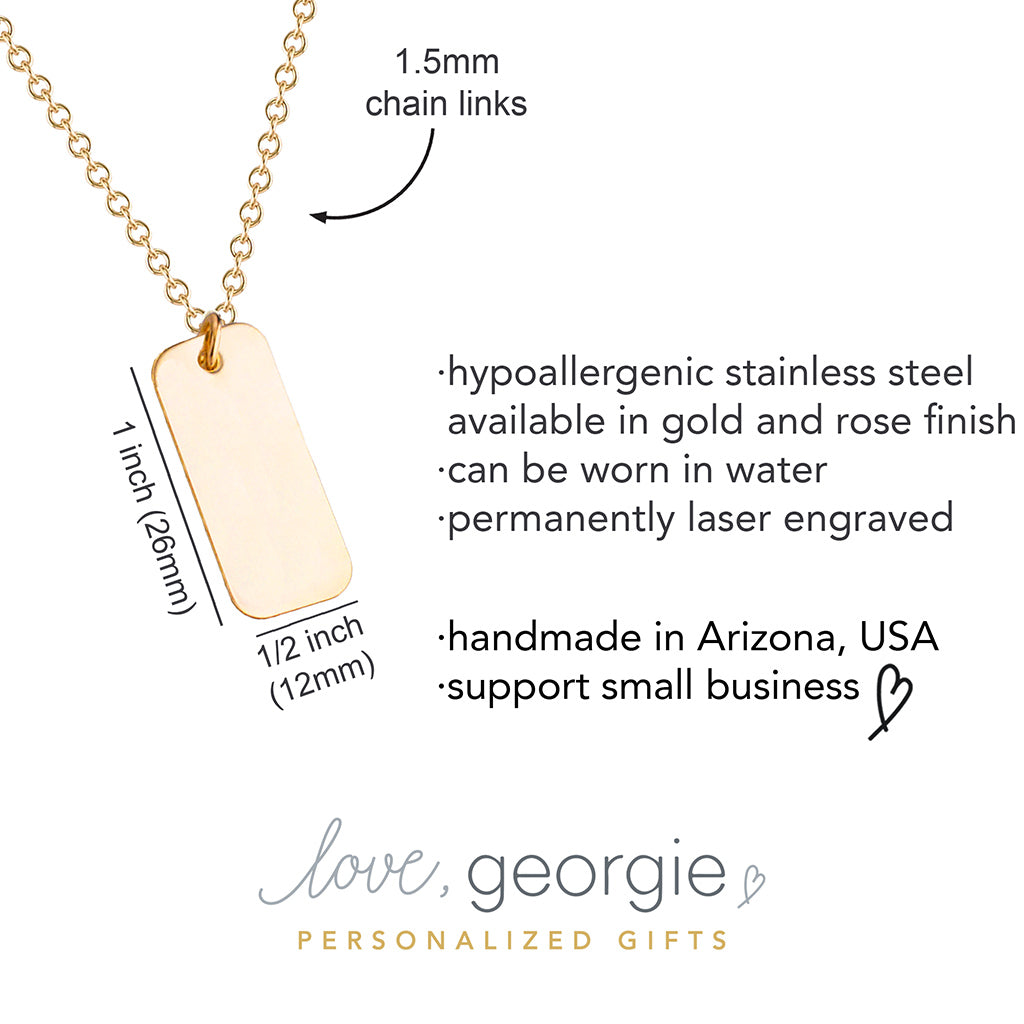 Modern Monogram Rectangle Necklace - Love, Georgie