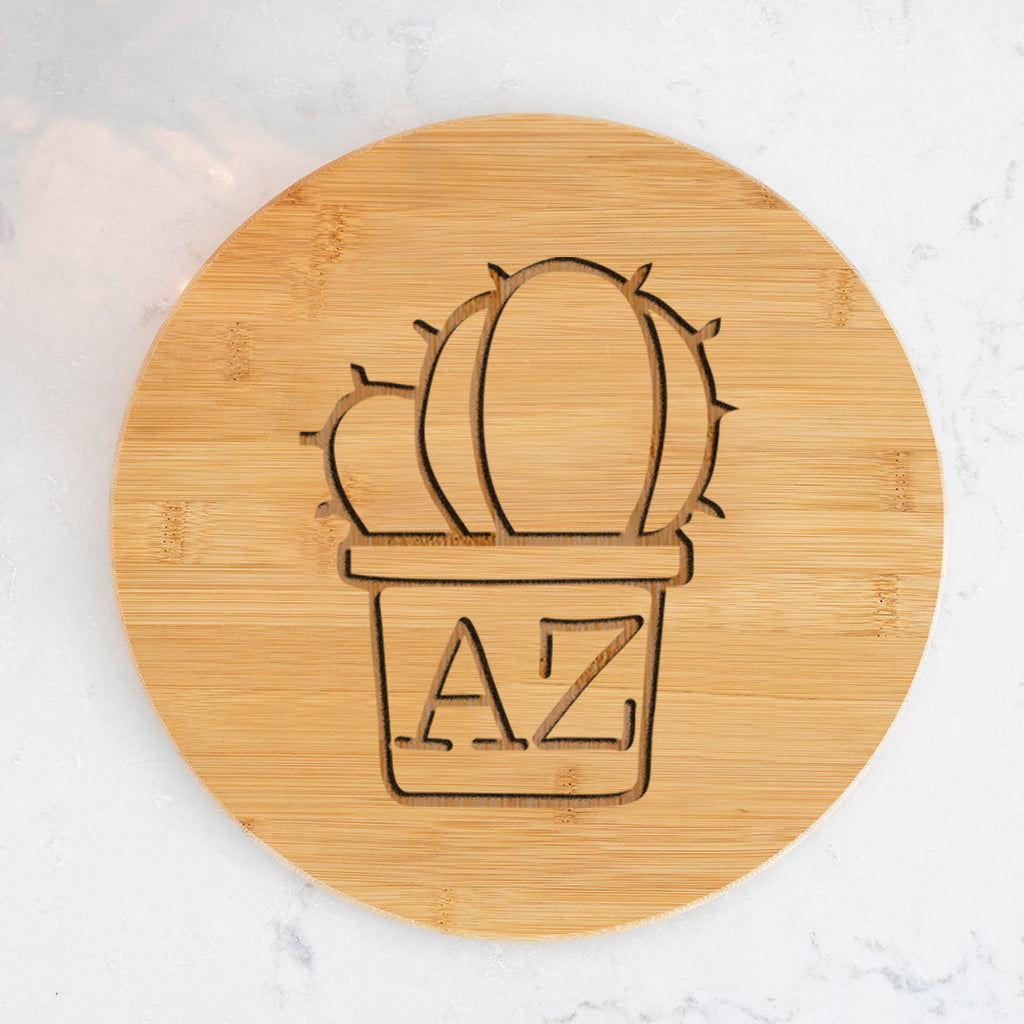 AZ Cactus - Round Bamboo Charcuterie Board - 11.75 inch