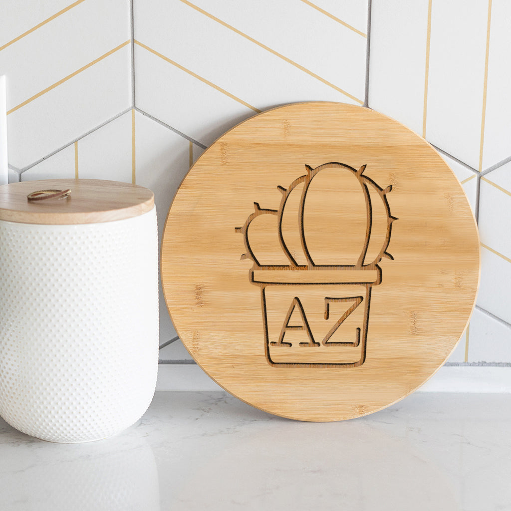 AZ Cactus - Round Bamboo Charcuterie Board - 11.75 inch