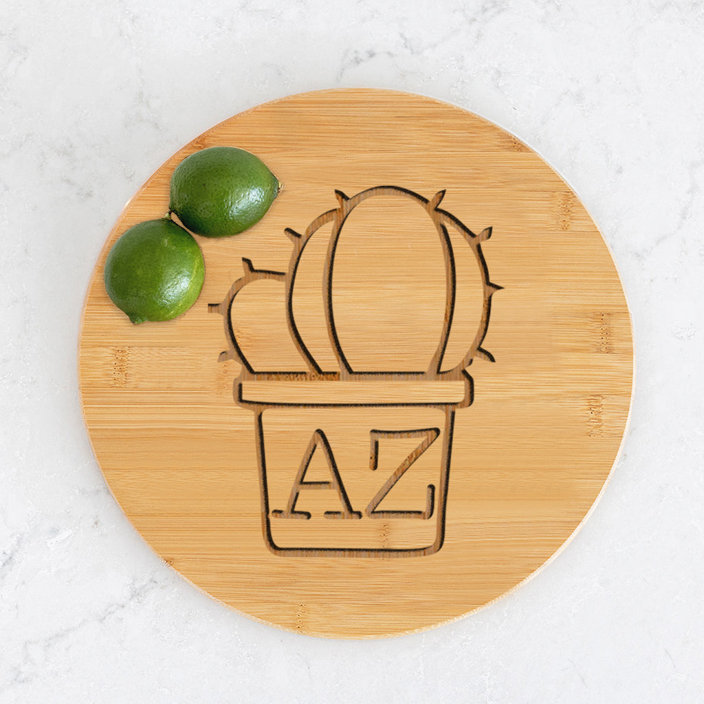 AZ Cactus - Round Bamboo Charcuterie Board - 11.75 inch