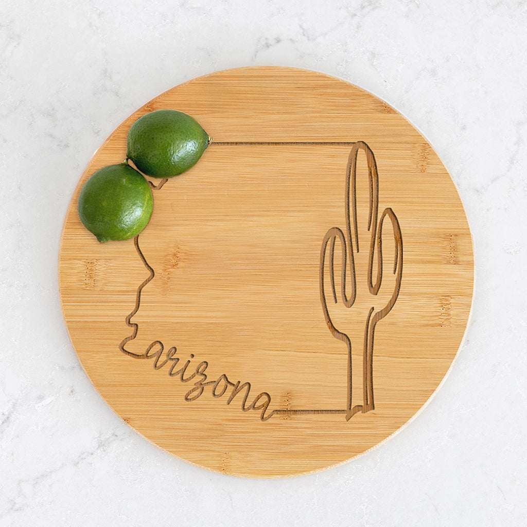 State of Arizona - Round Bamboo Charcuterie Board - 11.75 inch