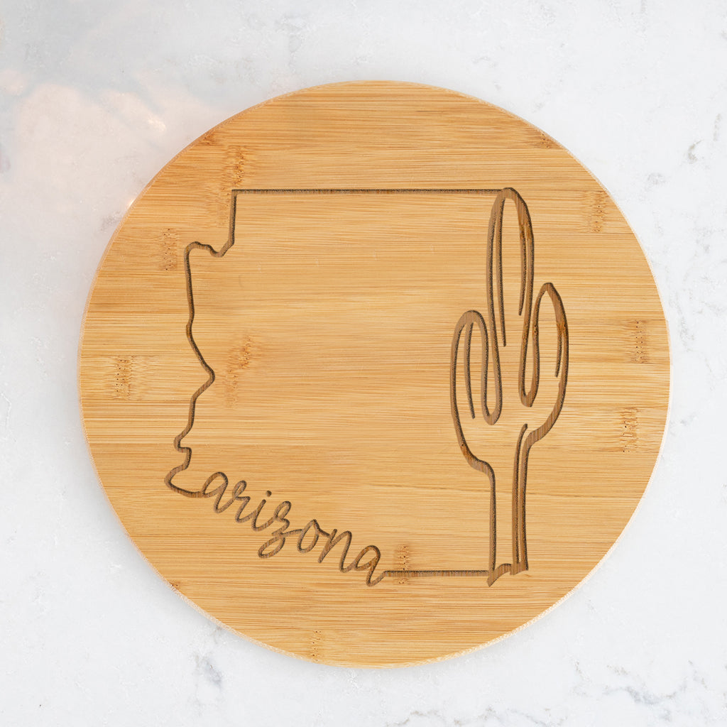 State of Arizona - Round Bamboo Charcuterie Board - 11.75 inch