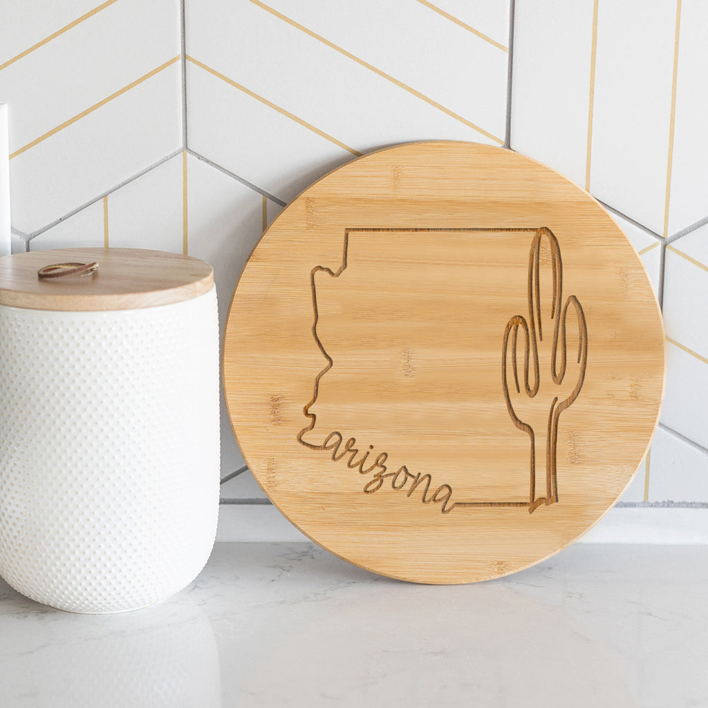 State of Arizona - Round Bamboo Charcuterie Board - 11.75 inch
