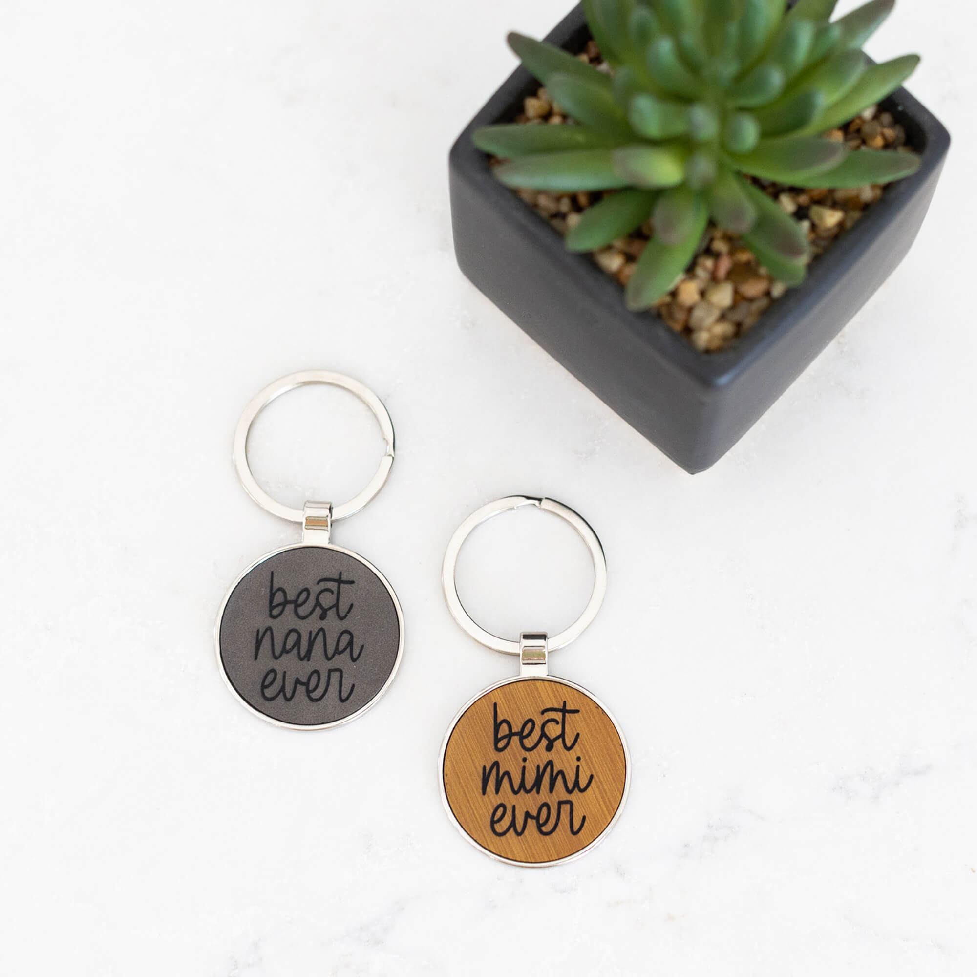 Best [NAME] Ever - Round Vegan Leather Keychain