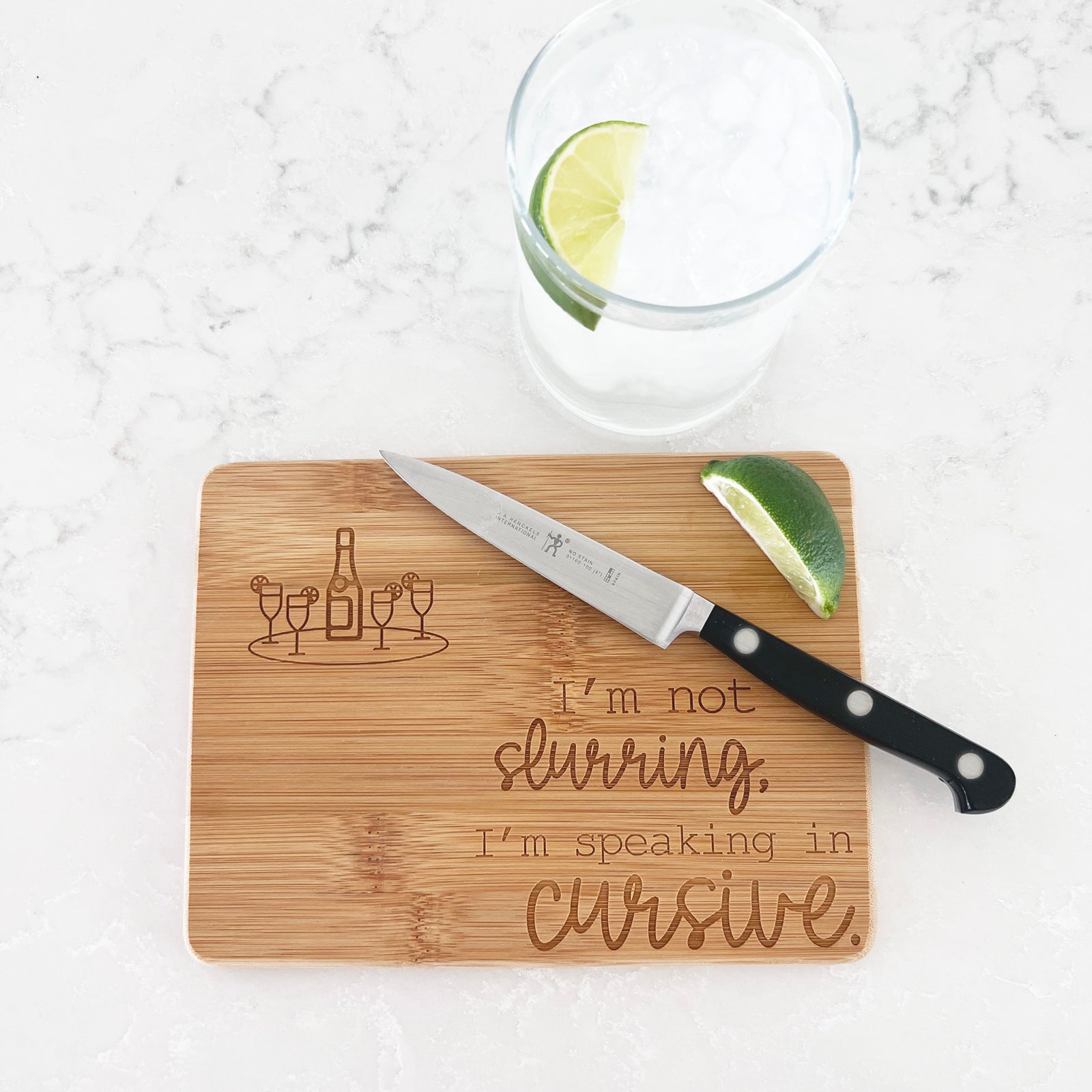 I'm Not Slurring, I'm Speaking in Cursive - Bamboo Bar Board - 6x8"