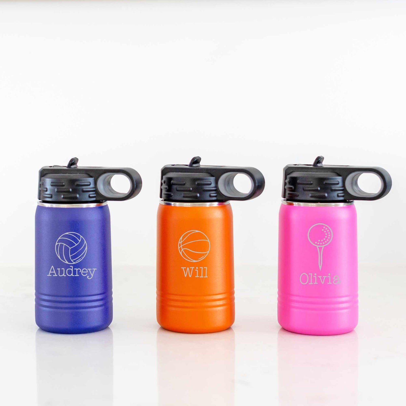 12 oz Kid's Sports Water Bottle with Name and Ball