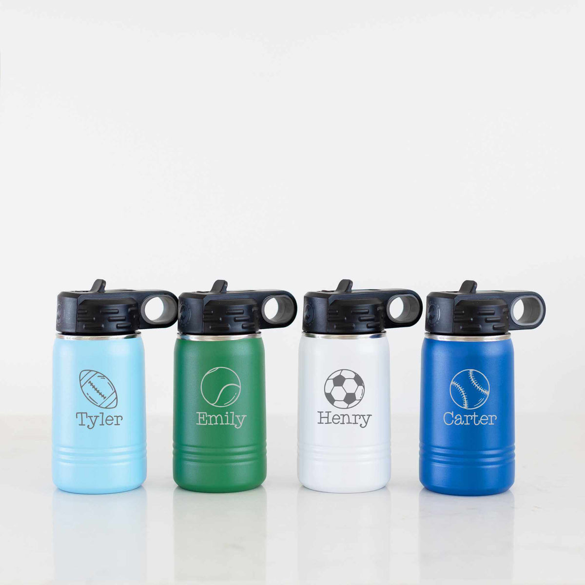 12 oz Kid's Sports Water Bottle with Name and Ball