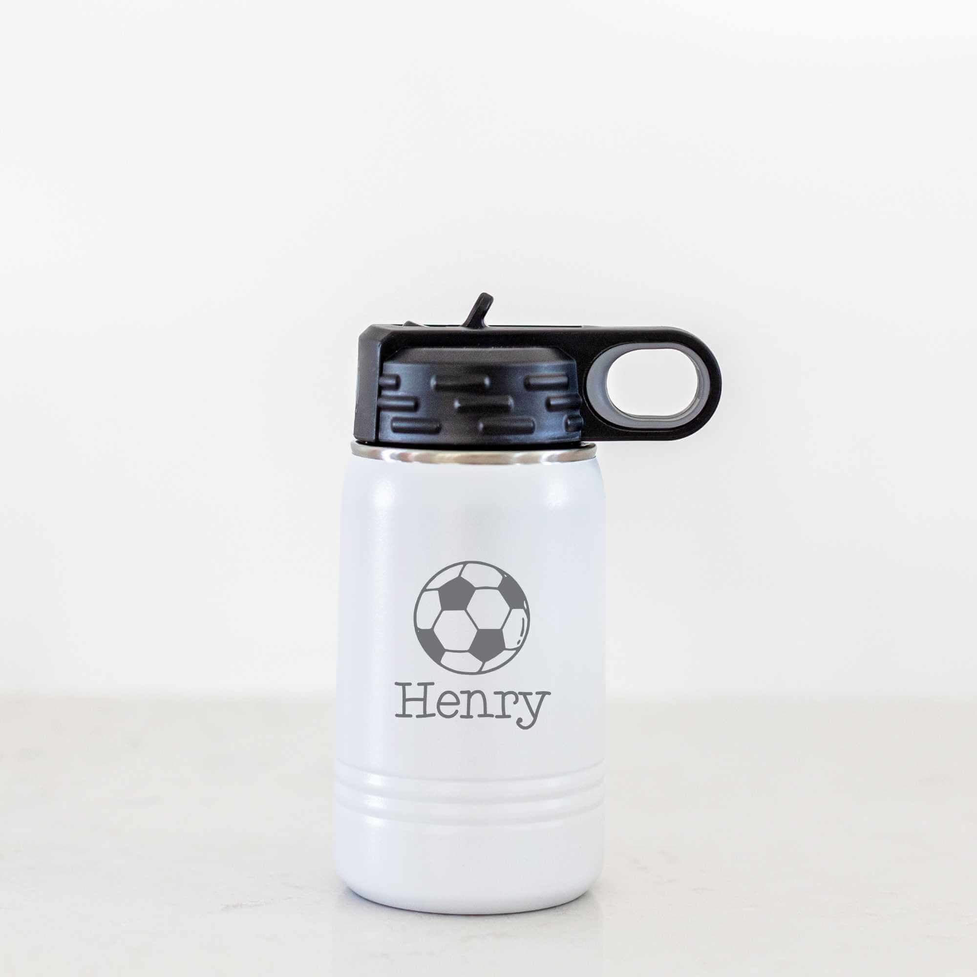 12 oz Kid's Sports Water Bottle with Name and Ball
