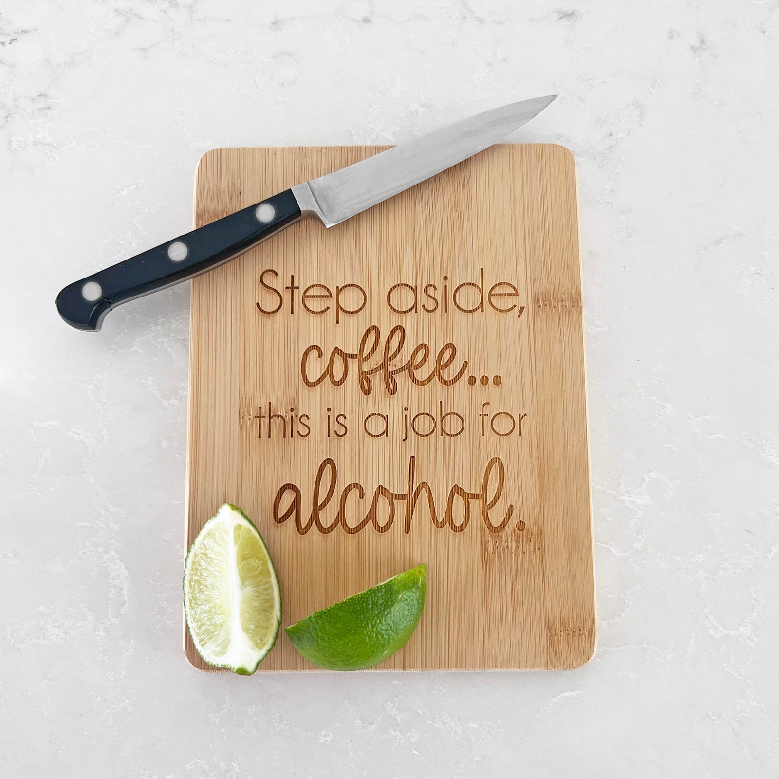 Step Aside Coffee, This is a Job For Alcohol - Bamboo Bar Board - 6 x 8 inches