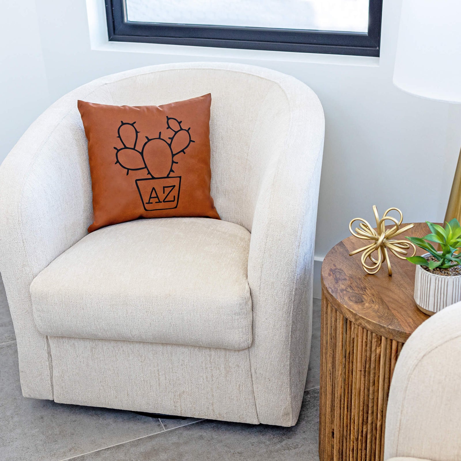 Arizona Succulent Pillow Cover in Vegan Leather