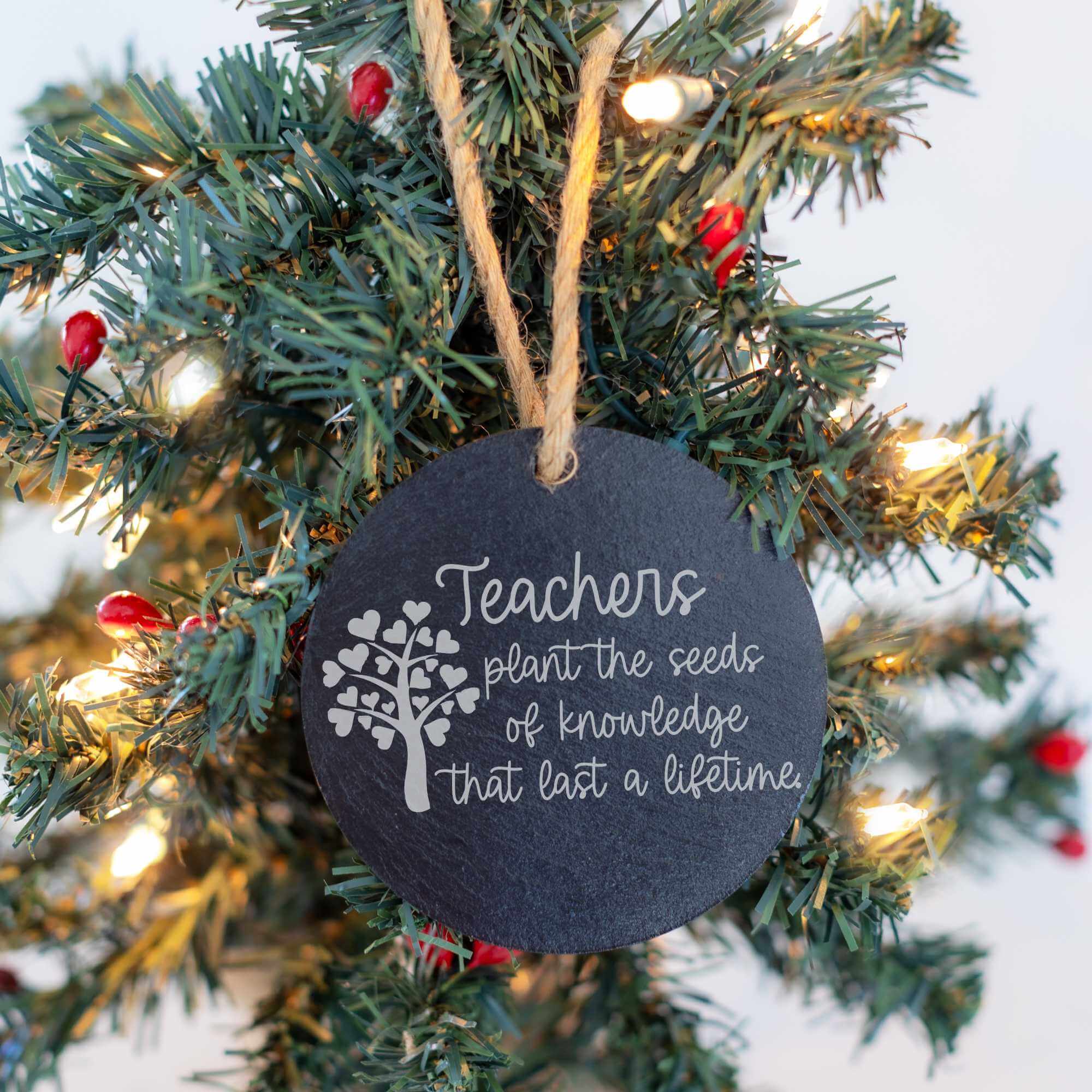 teachers plant the seeds of knowledge Personalized Teacher Ornament - Engraved With Teacher's Name & Year