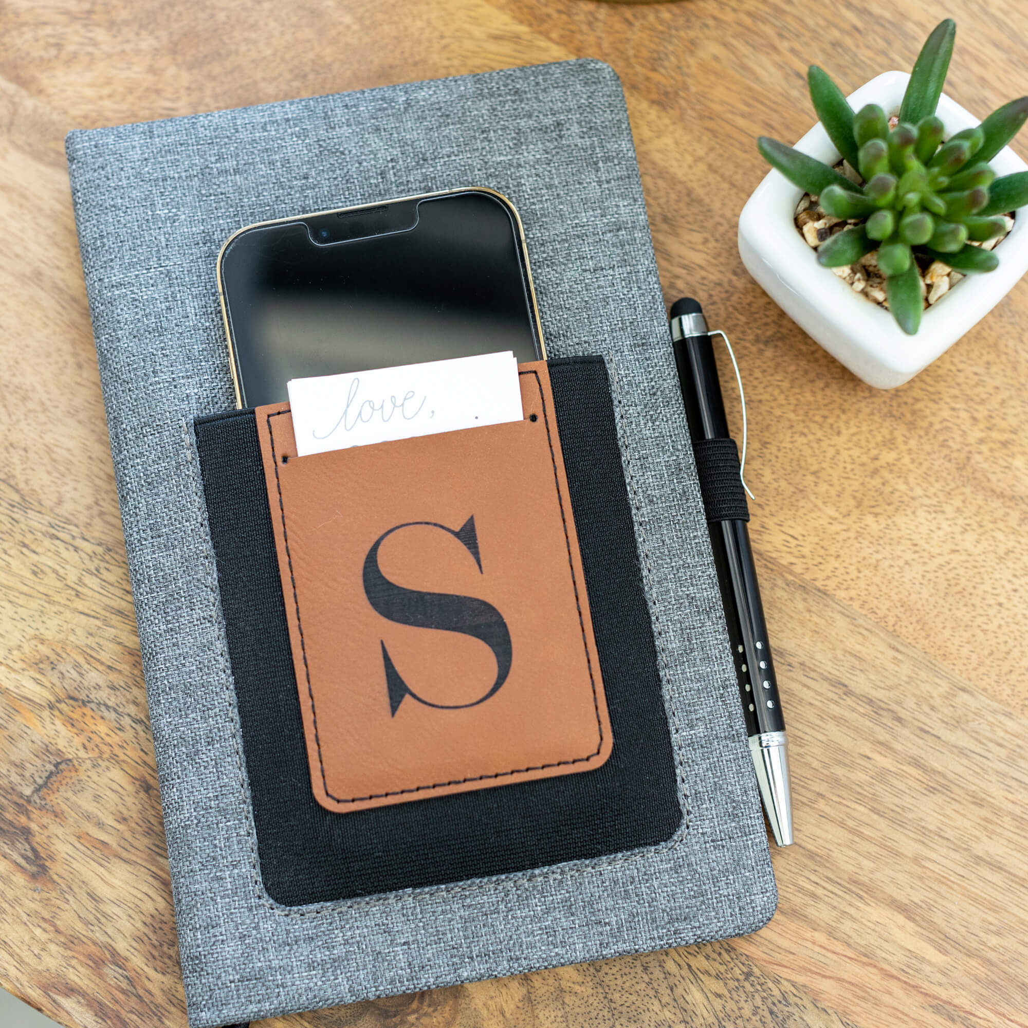 Personalized Journal with Cell Phone Pocket and Pen - Initial