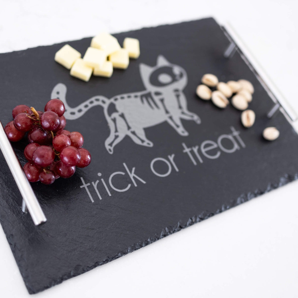 Skeleton Cat - Slate Charcuterie Board & Coaster Set