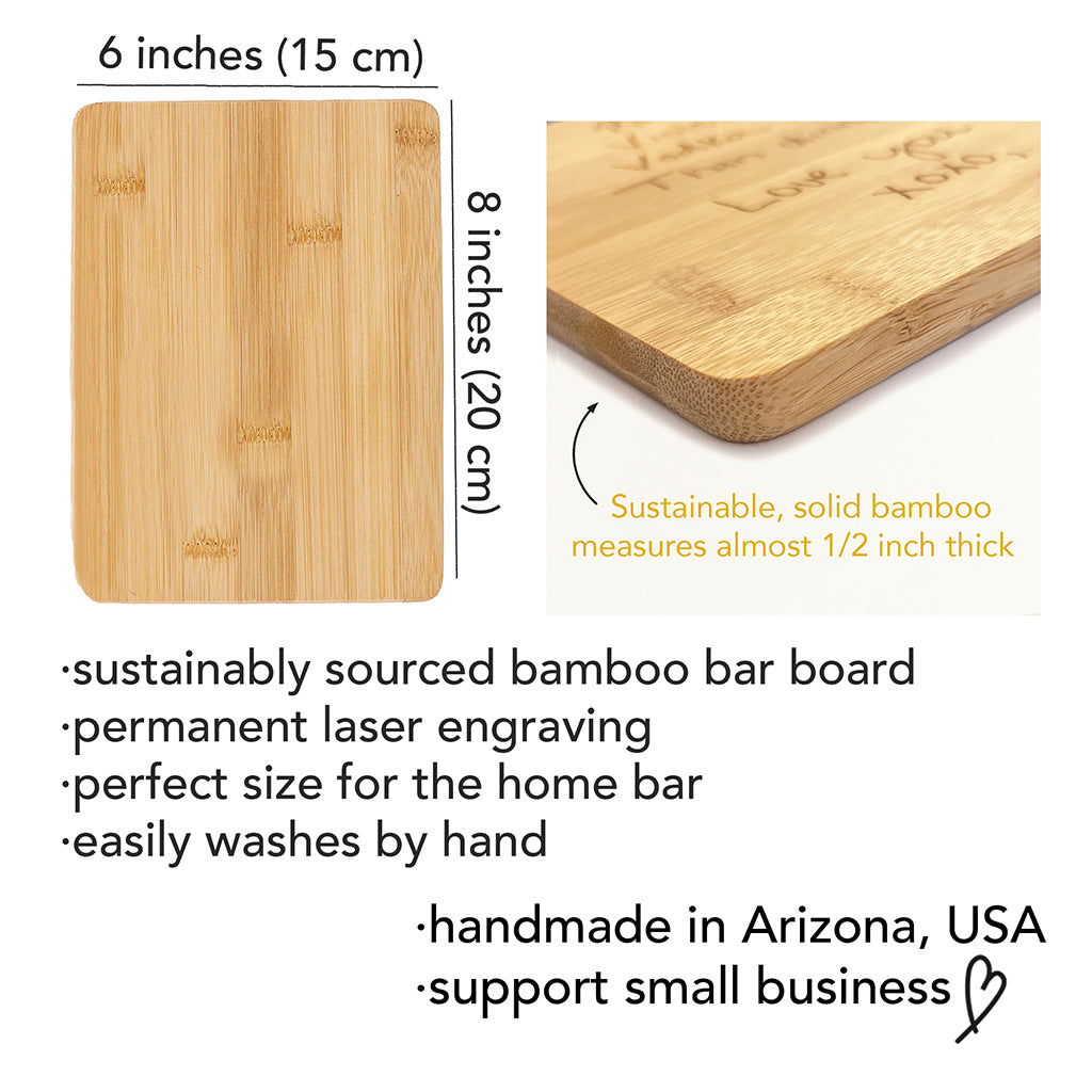 AZ Cactus - Bamboo Bar Board - 6 x 8 inches