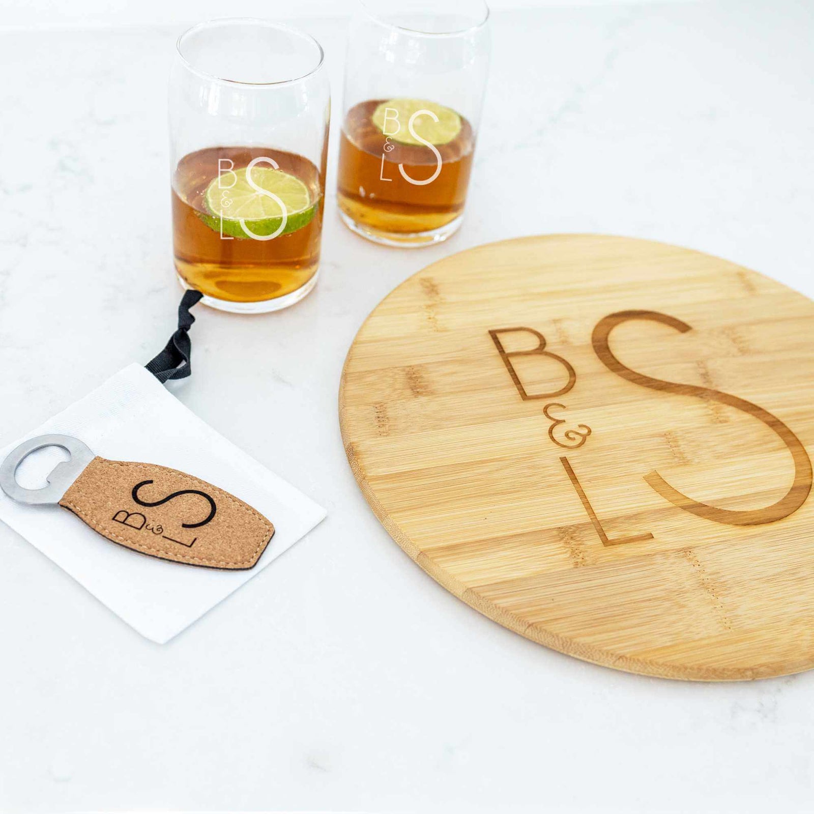 Couple's Monogrammed Bar Set - 4pc Gift Set