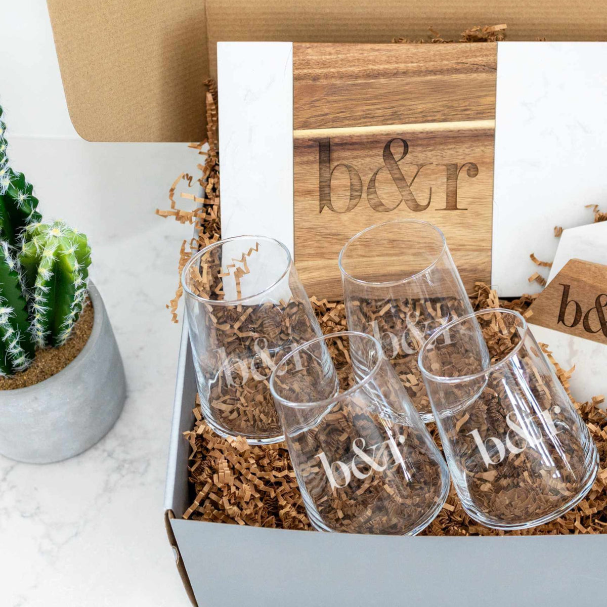 Wine & Cheese Set with Couple's Initials - 9pc Gift Set