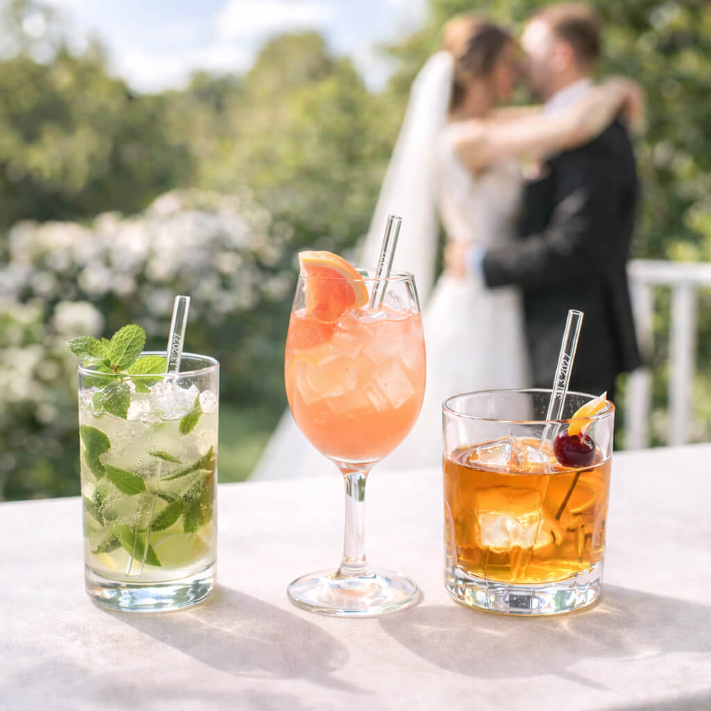 Wedding Favor Glass Straws with Date
