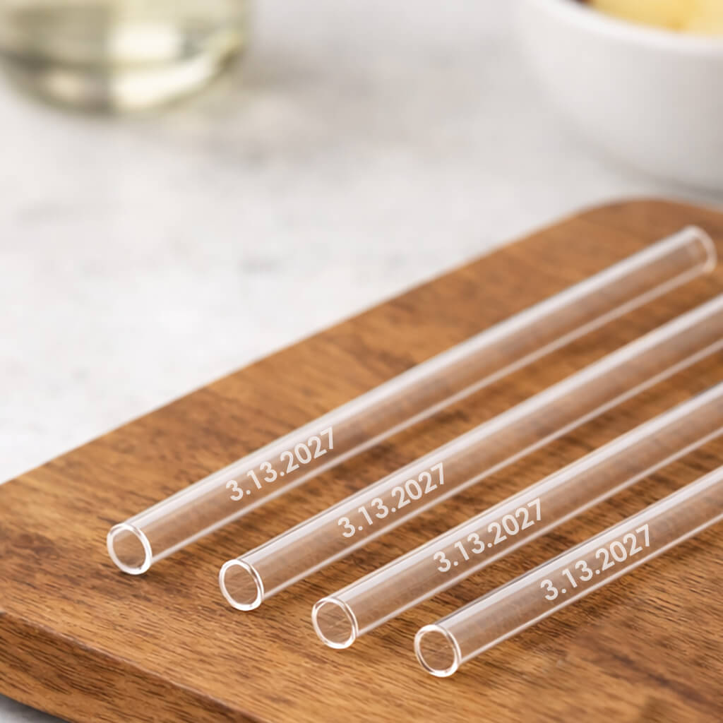 Wedding Favor Glass Straws with Date