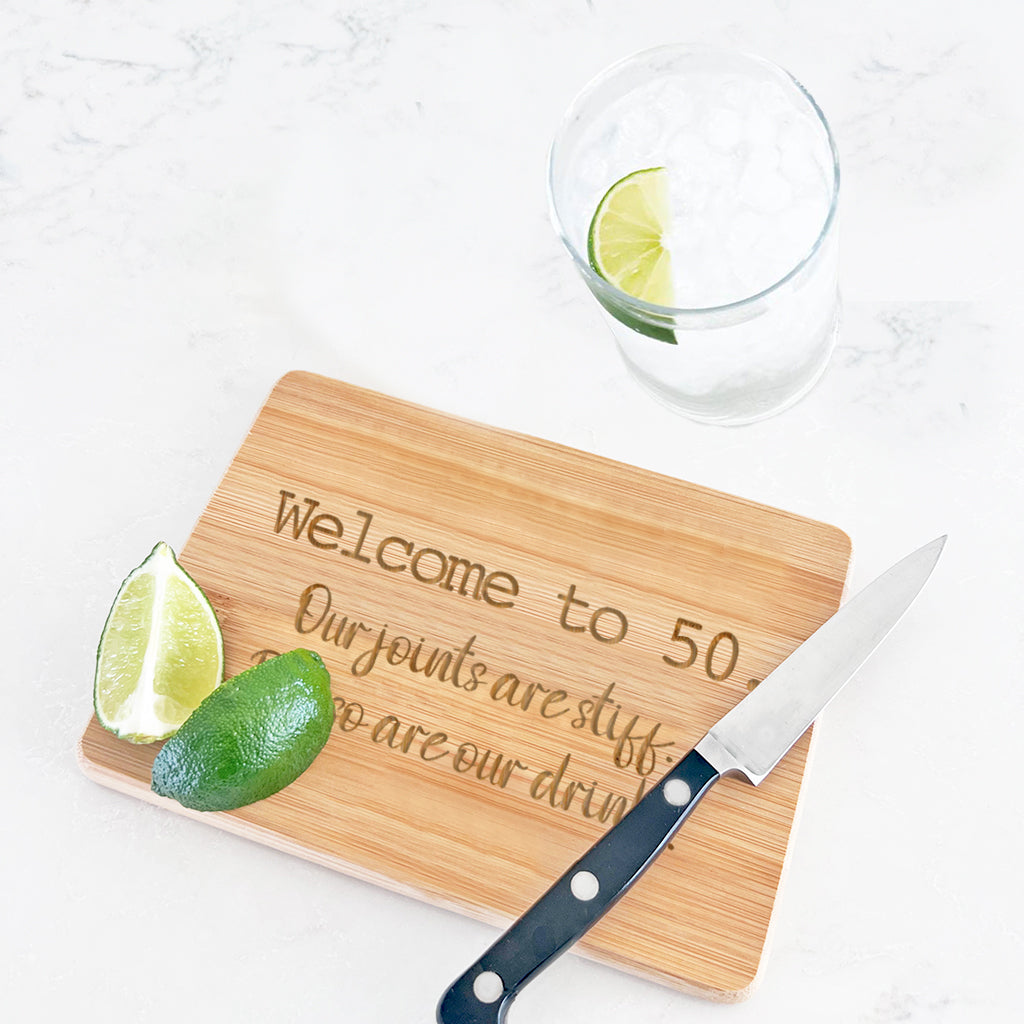 Welcome to 50 - Bamboo Bar Board 6" x 8"