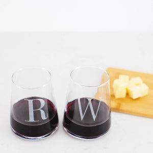 Modern Wine Glass with Initial