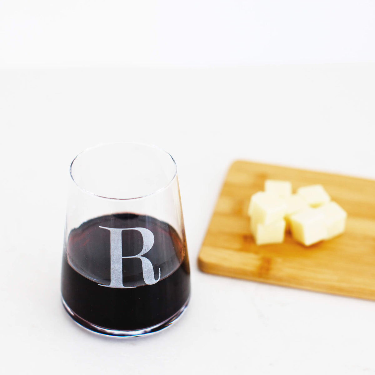 Modern Wine Glass with Initial