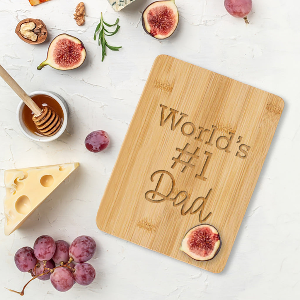 #1 Dad - Bamboo Bar Board - 6 x 8 inches