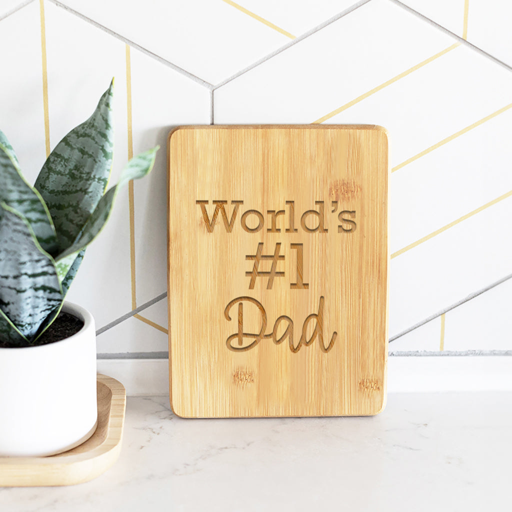 #1 Dad - Bamboo Bar Board - 6 x 8 inches