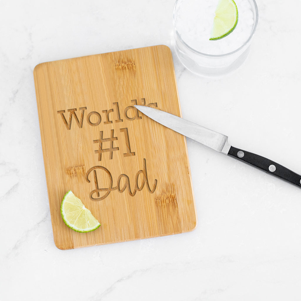 #1 Dad - Bamboo Bar Board - 6 x 8 inches