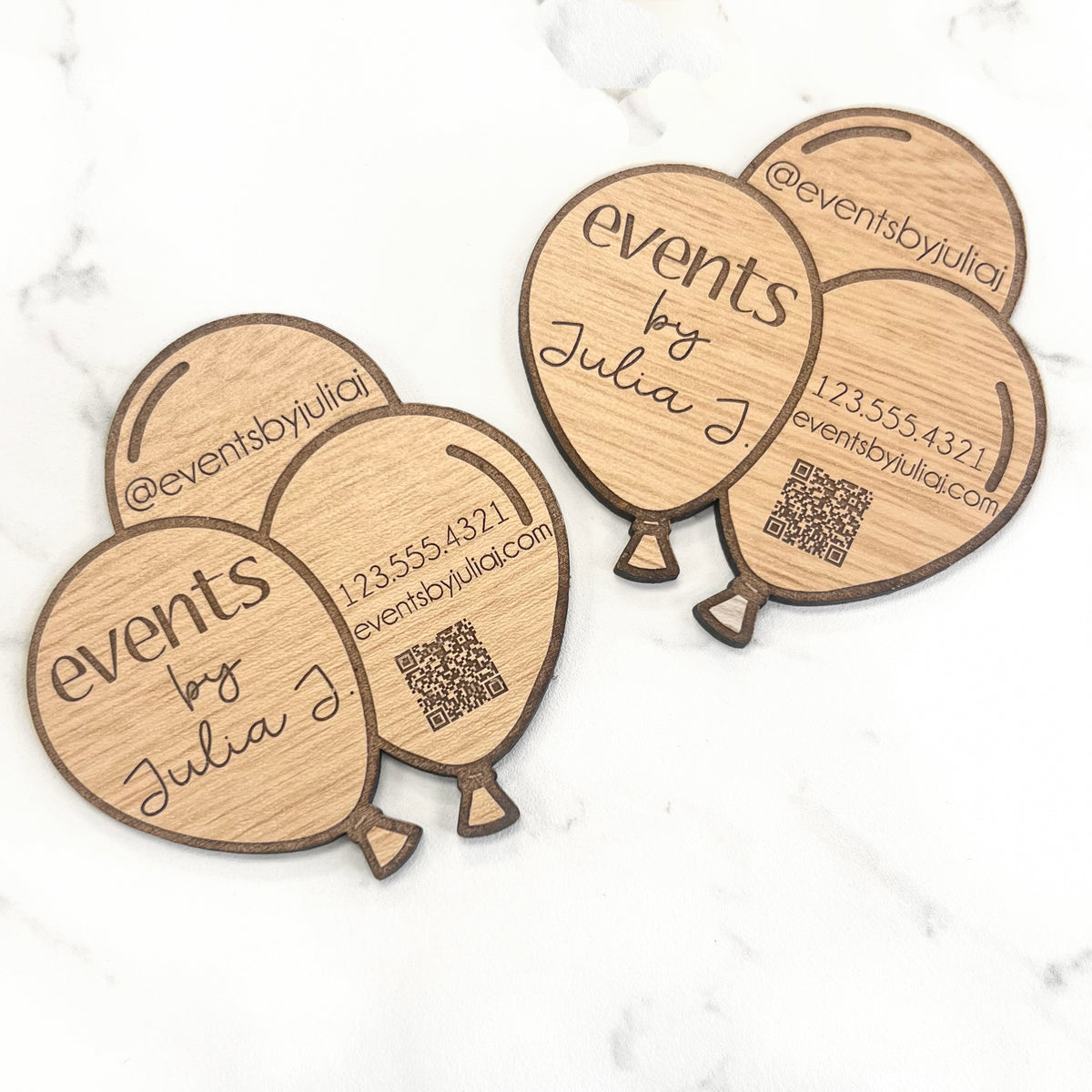Wood Business Cards - Balloons