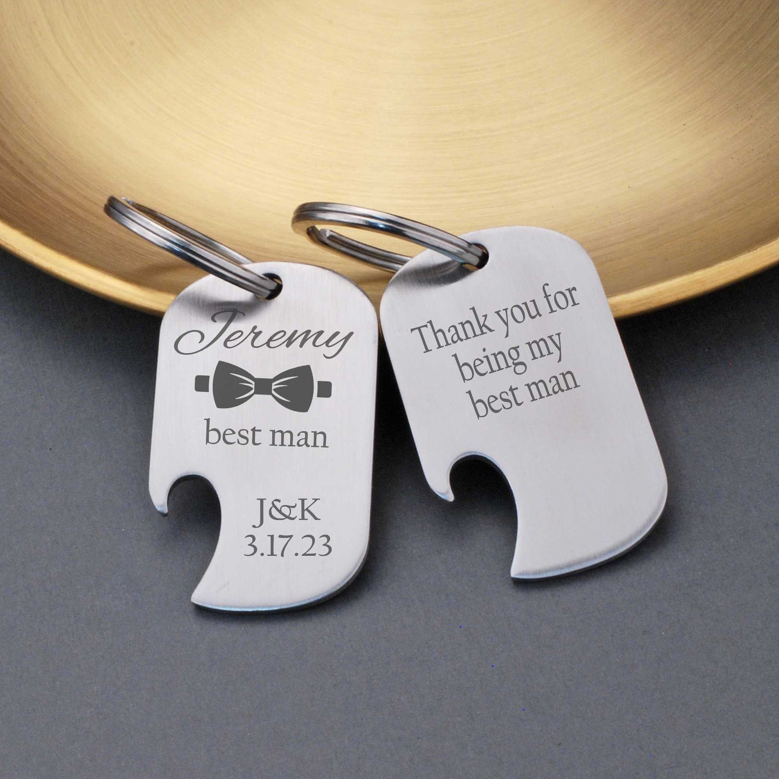 Groomsman's Bowtie Bottle Opener Keychain