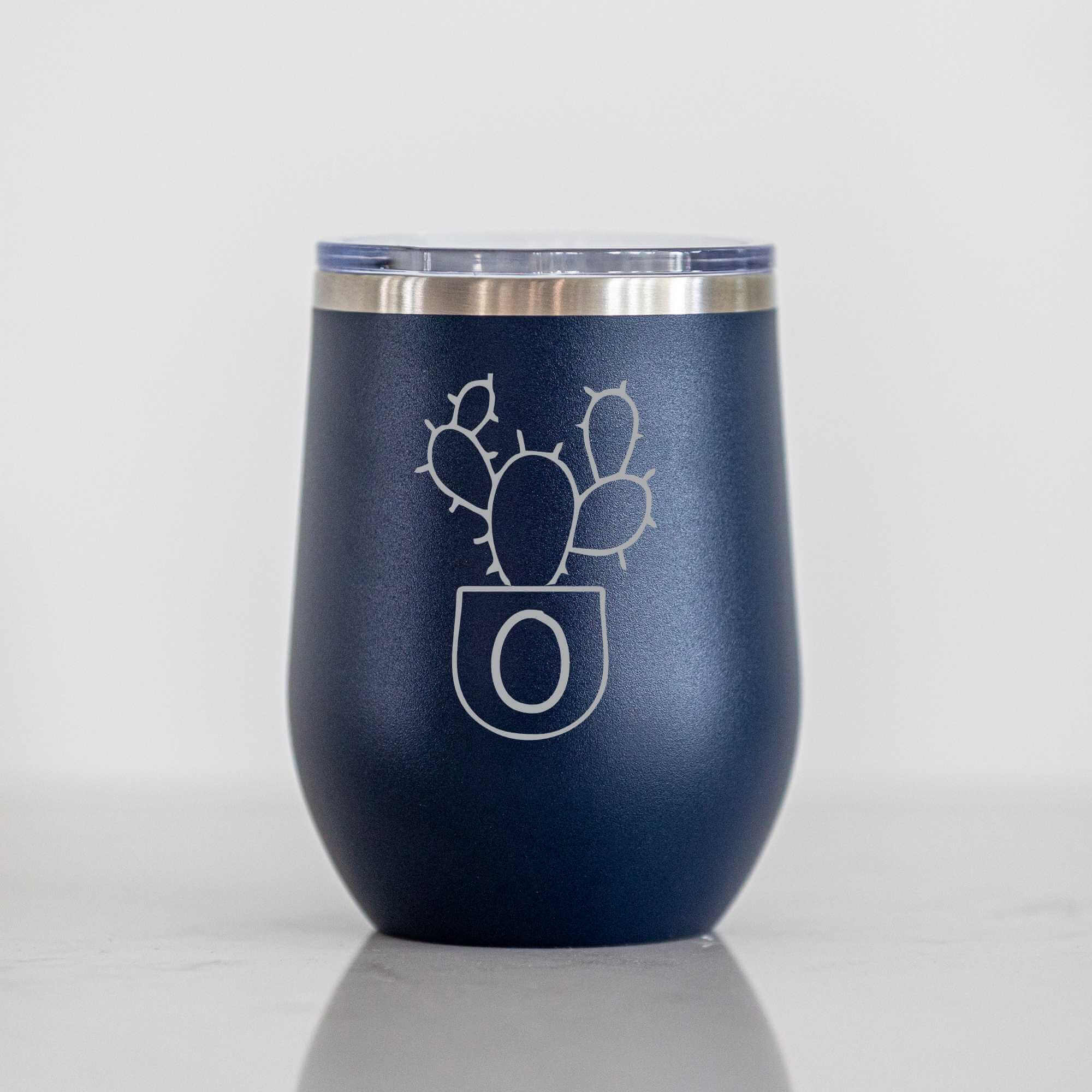 Insulated Wine Tumbler with Succulent & Initial - 12 oz.