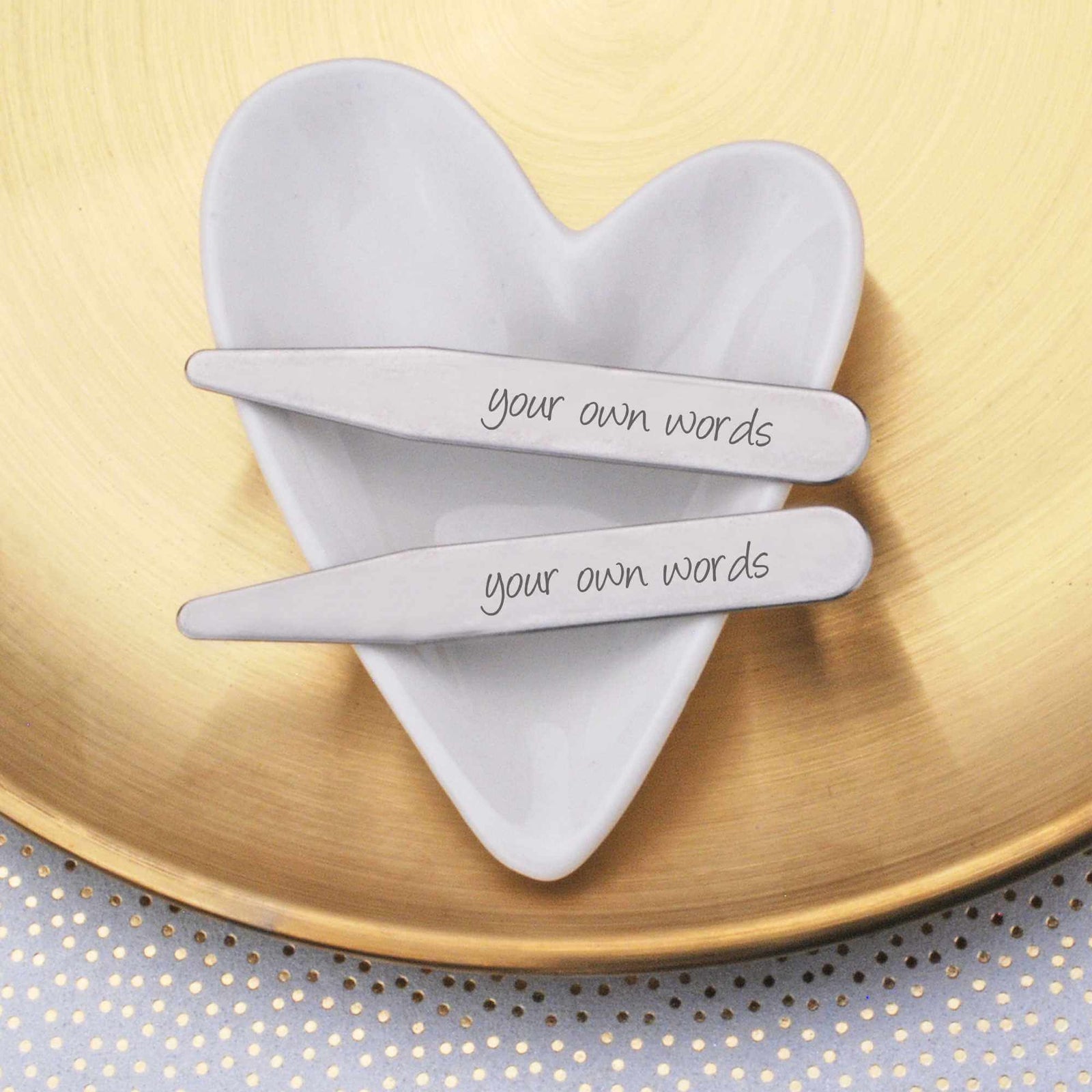 Collar Stays Engraved with Your Own Words