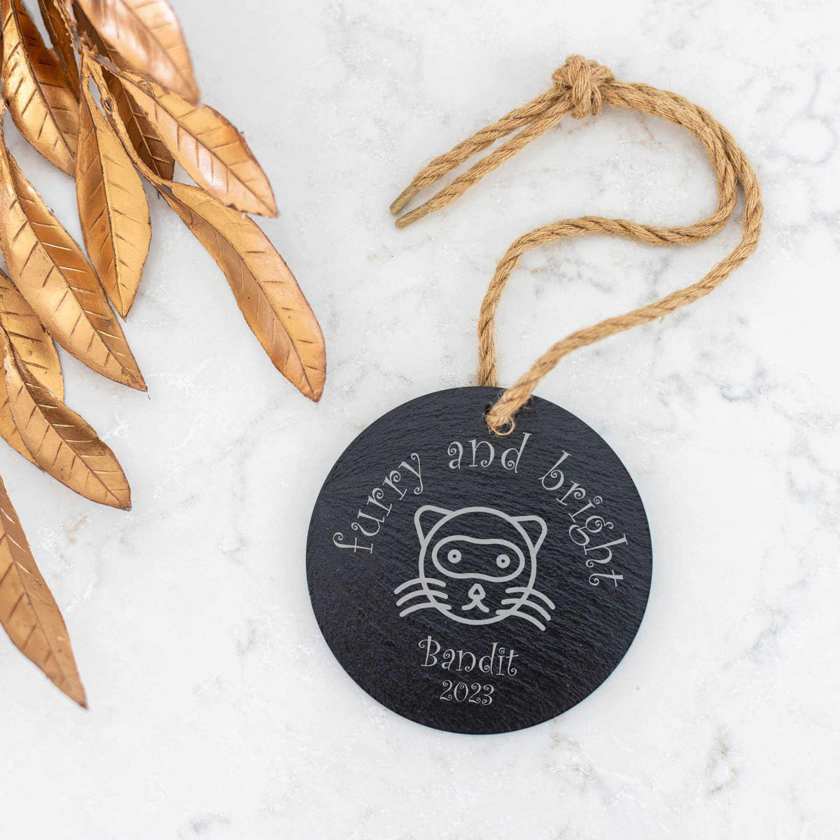 Furry and Bright - Pet's Slate Christmas Ornament