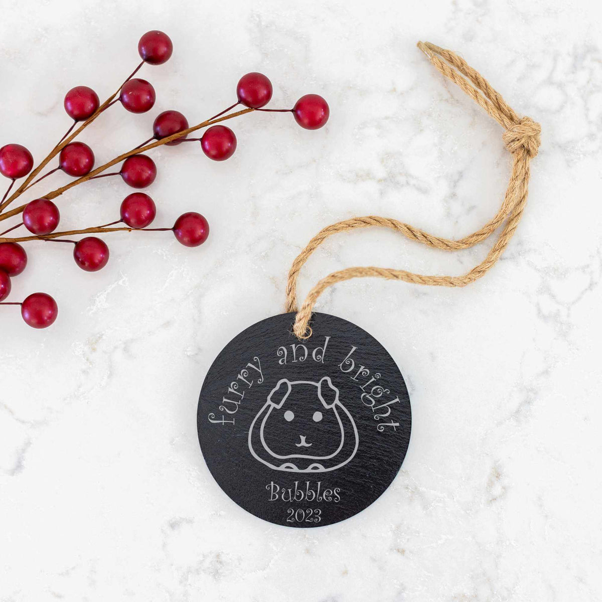 Furry and Bright - Pet's Slate Christmas Ornament