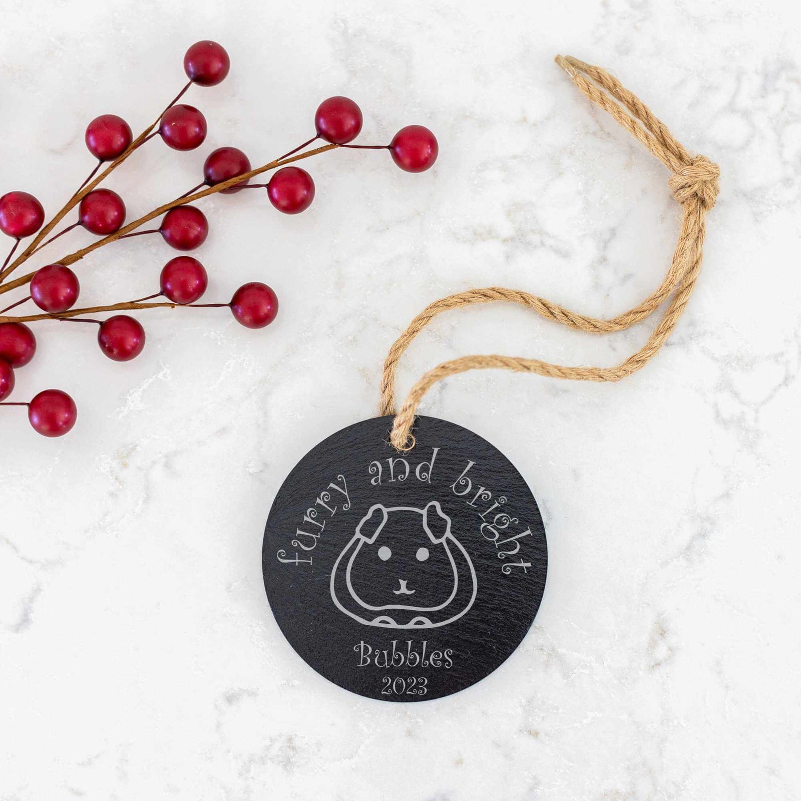 Furry and Bright - Pet's Slate Christmas Ornament
