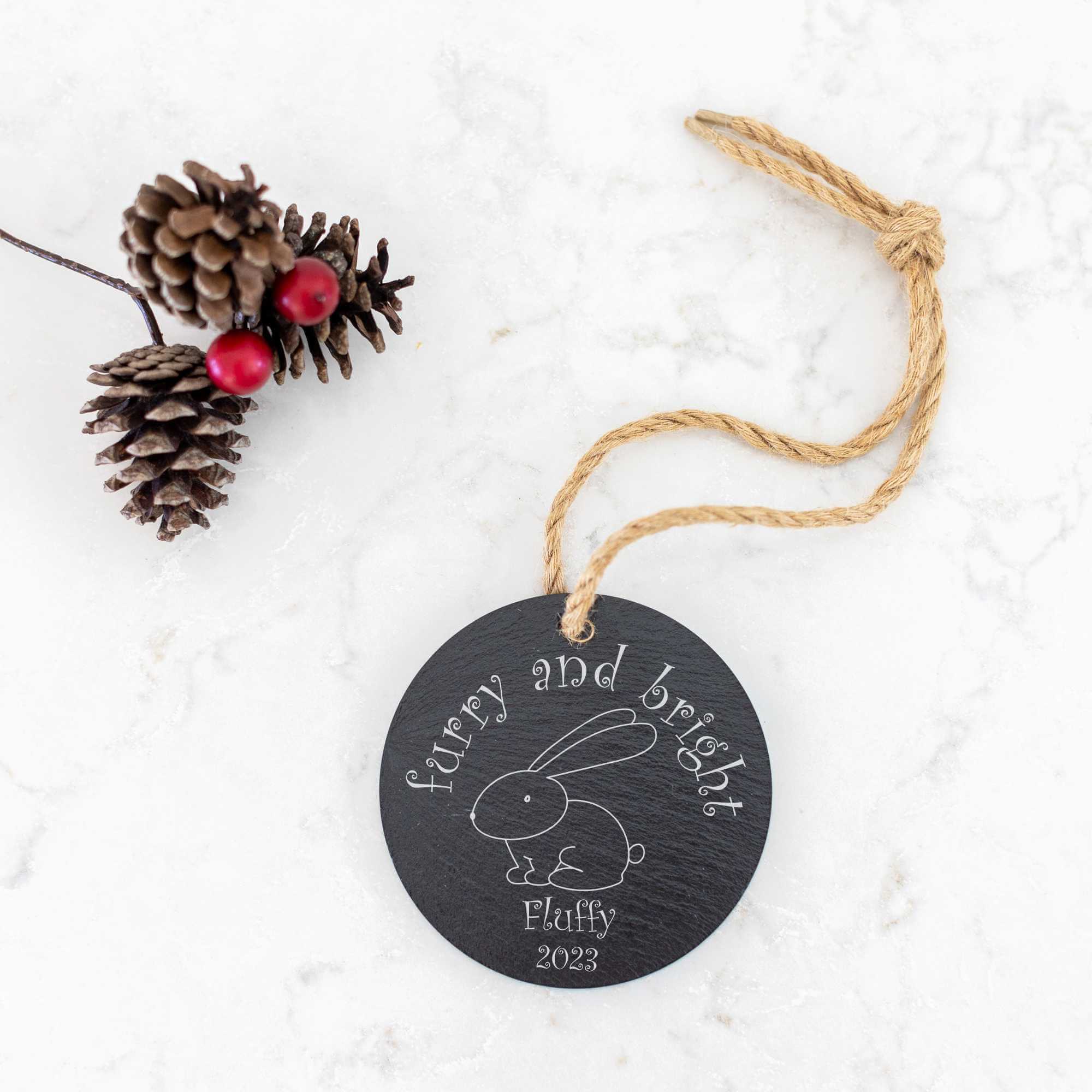 Furry and Bright - Pet's Slate Christmas Ornament