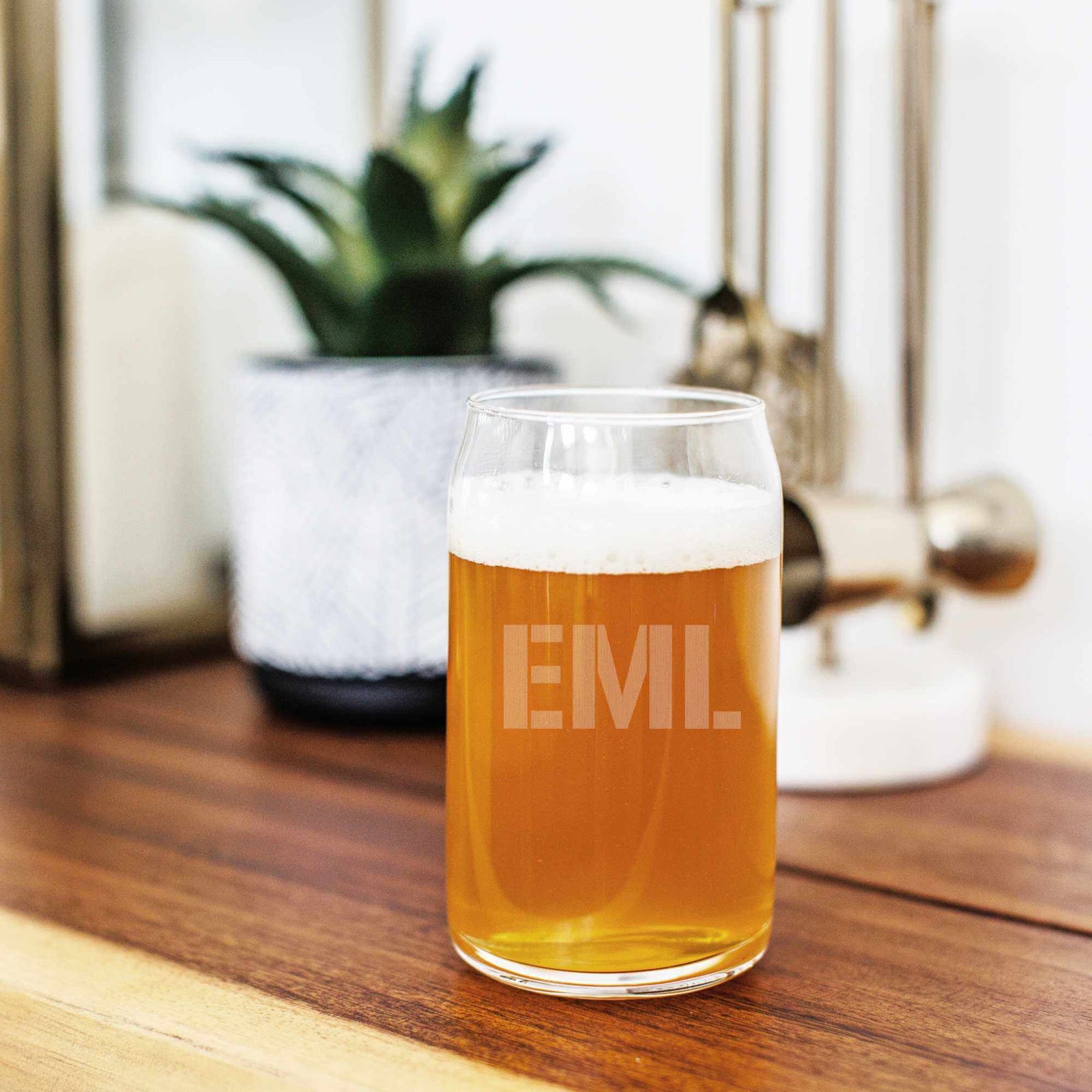 Beer Can Glass with Monogram