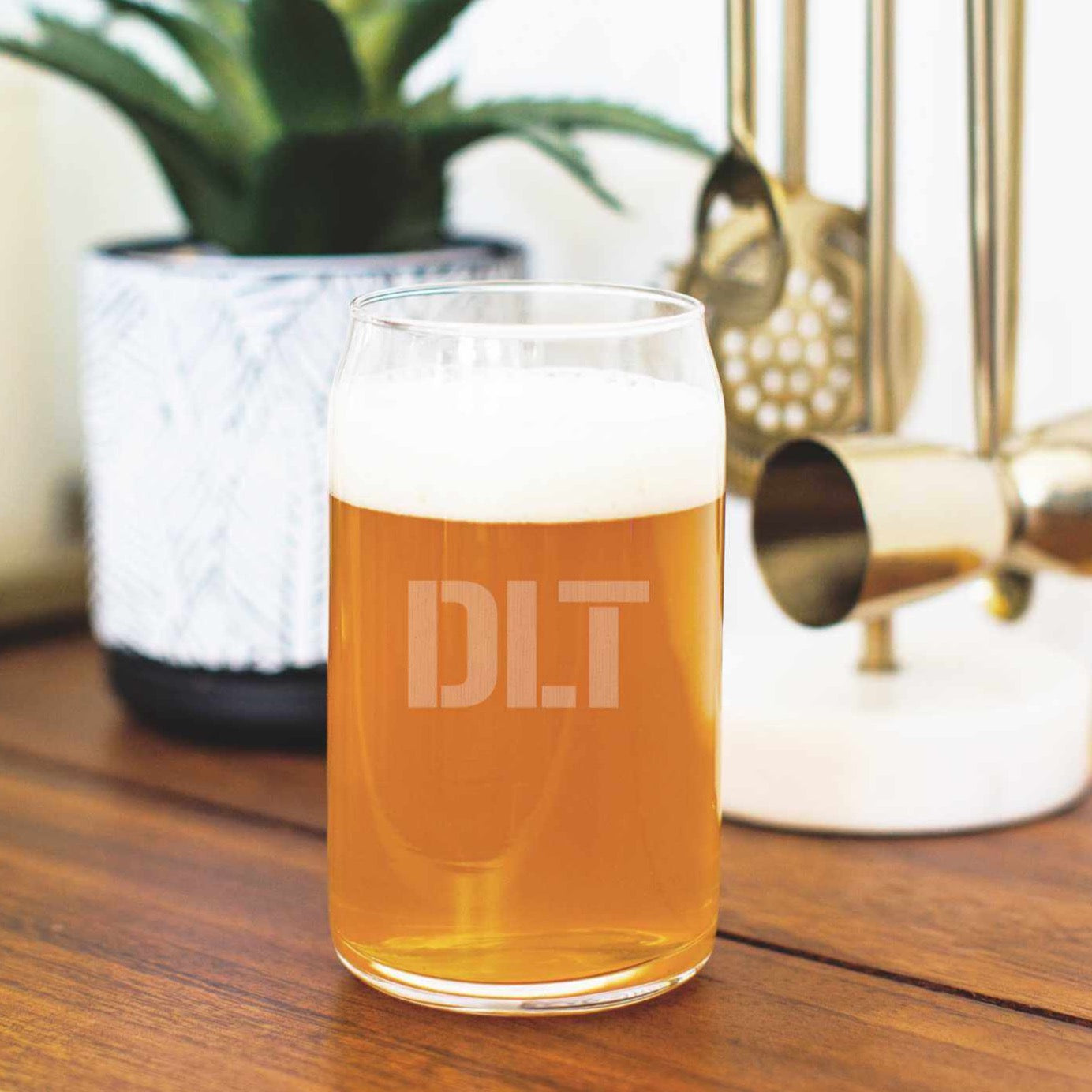 Beer Can Glass with Monogram