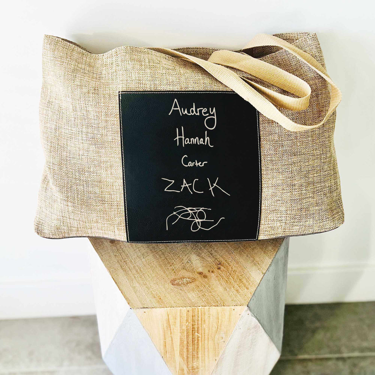 Burlap Tote Bag Personalized with Your Own Handwriting